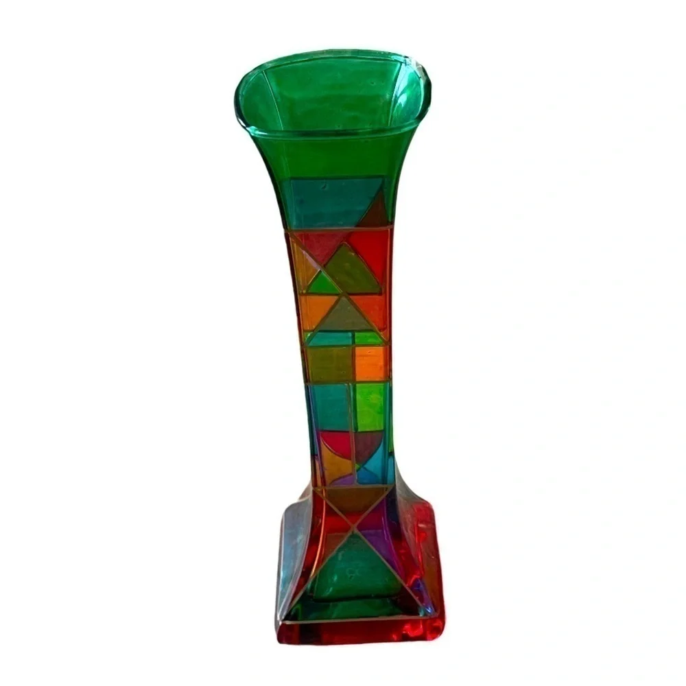CC Zecchin Venezia Multicolor Crystal Art Glass Vase Made in Italy